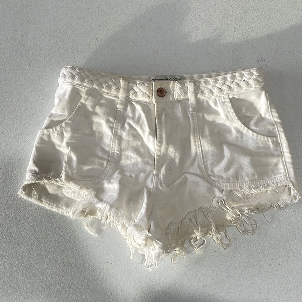 Abercrombie & Fitch White High Rise Denim Shorts